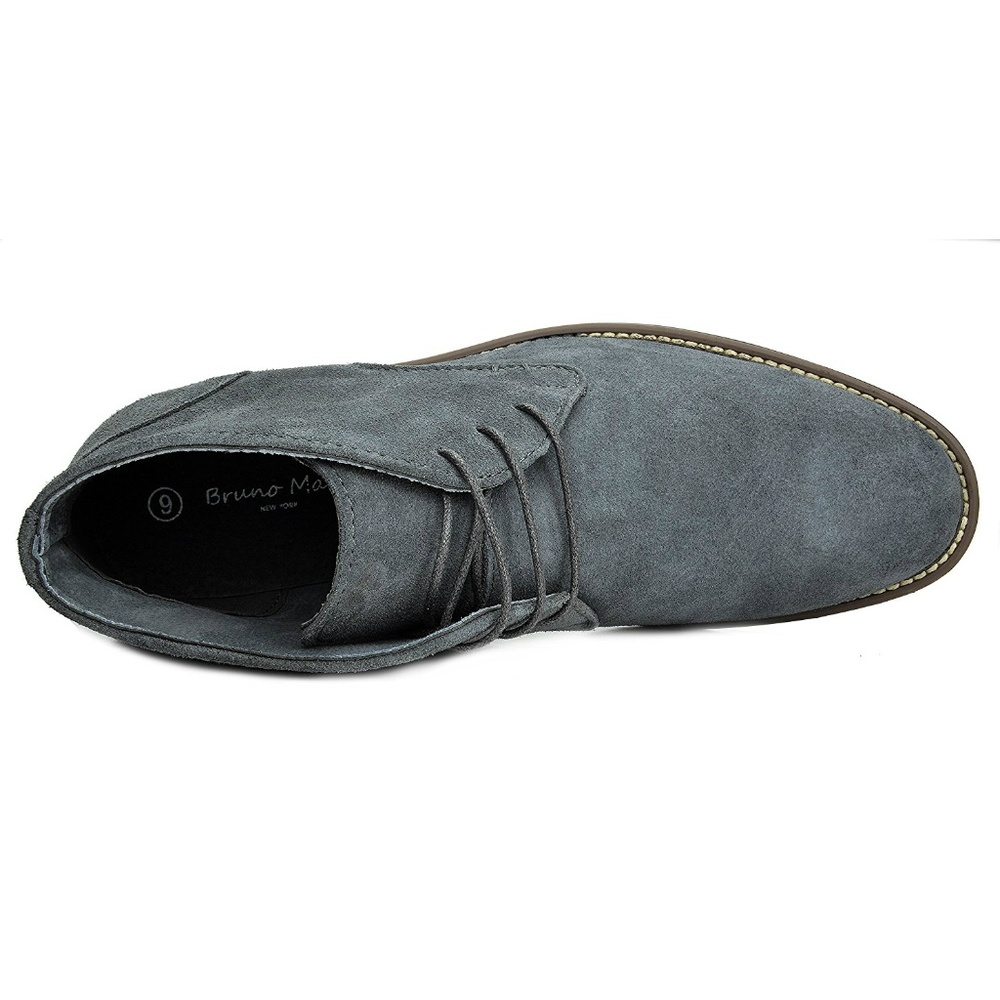 New Mens Gray Suede Leather Lace Up Chukka Boots - Picture 2 of 5